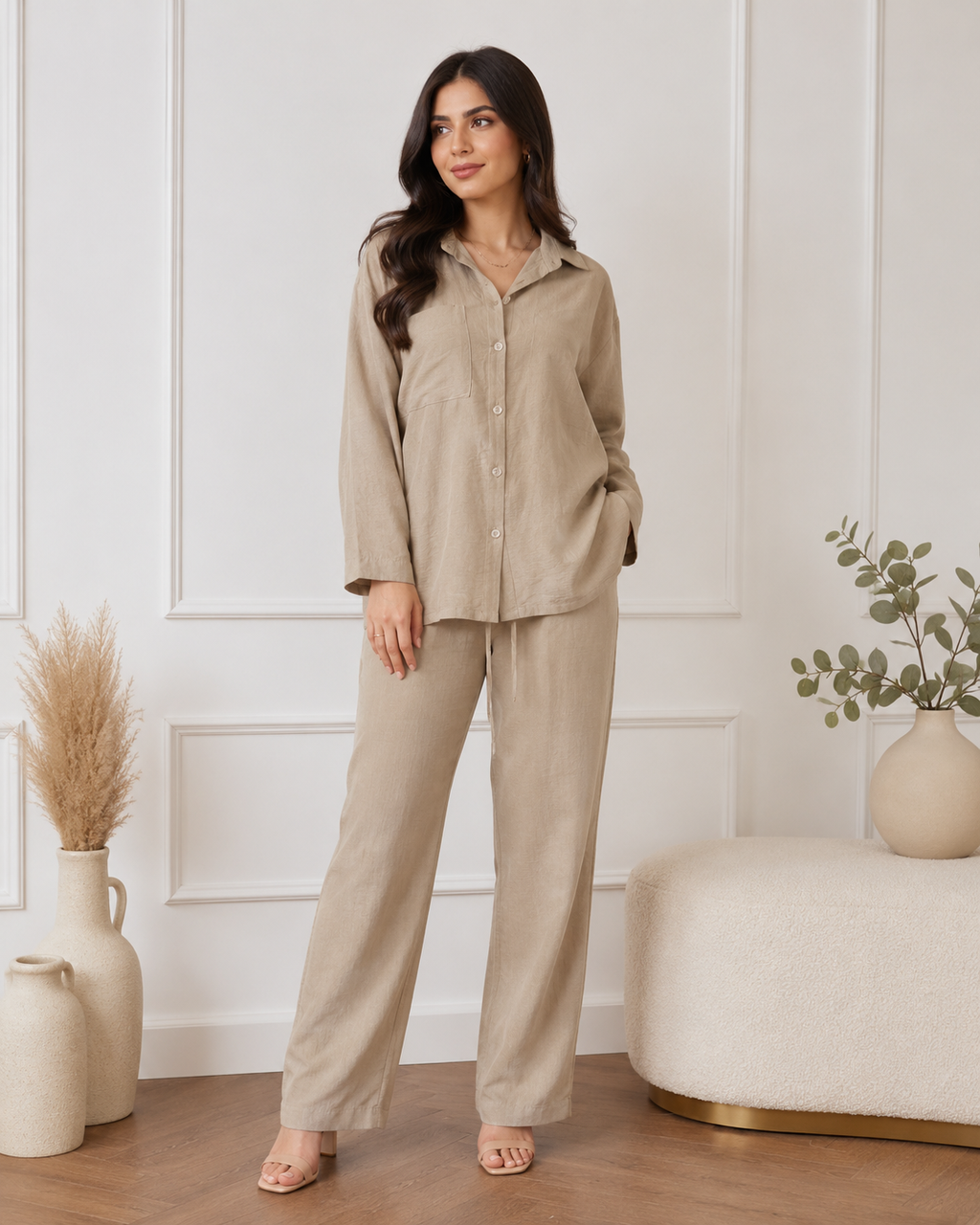 Ensemble Naya en lin – Beige naturel