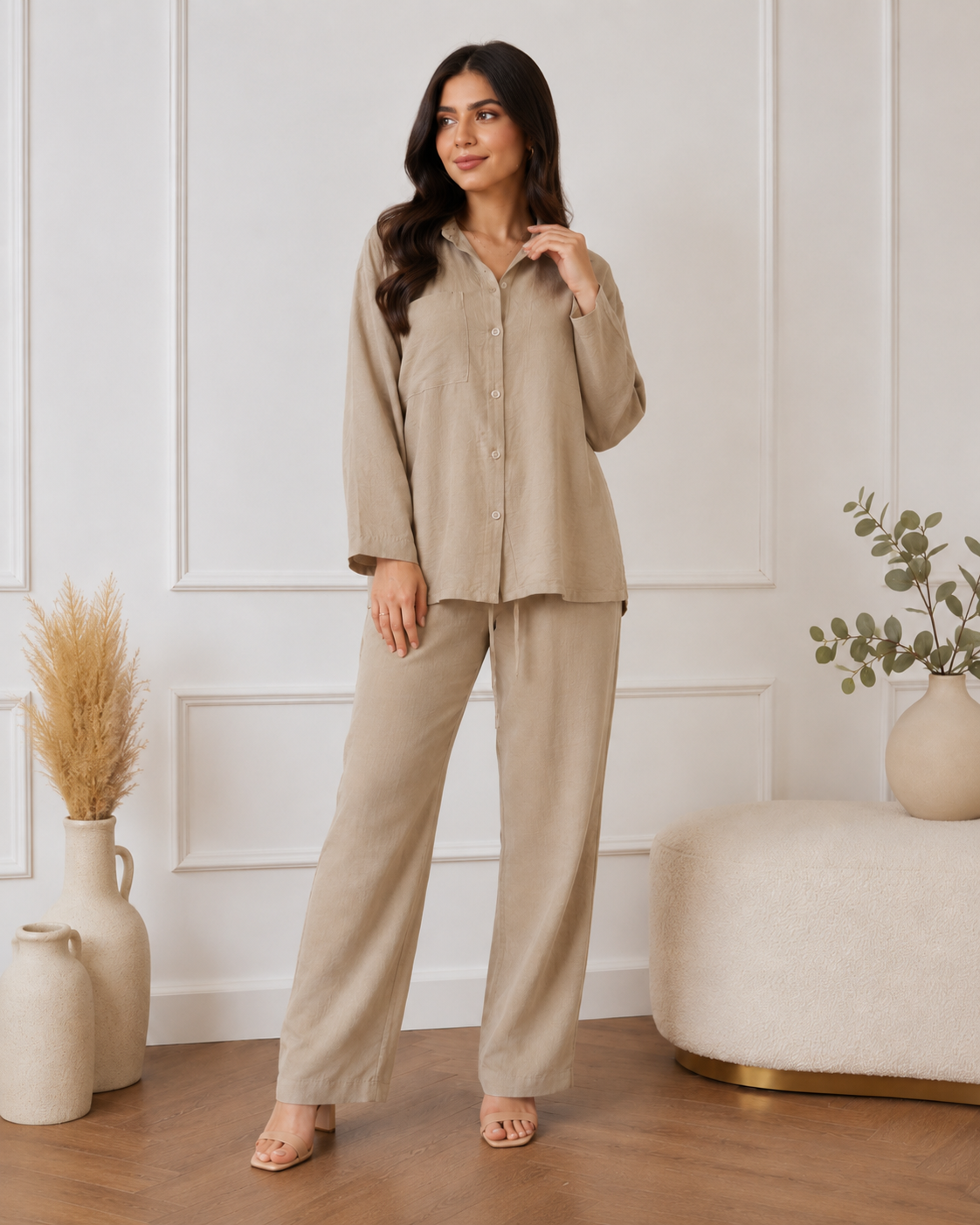 Ensemble Naya en lin – Beige naturel